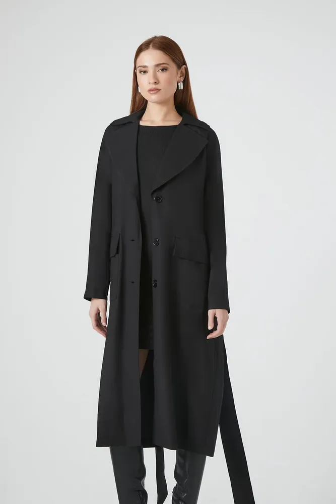 Forever 21 Women s Tie Front Trench Coat in Black Medium