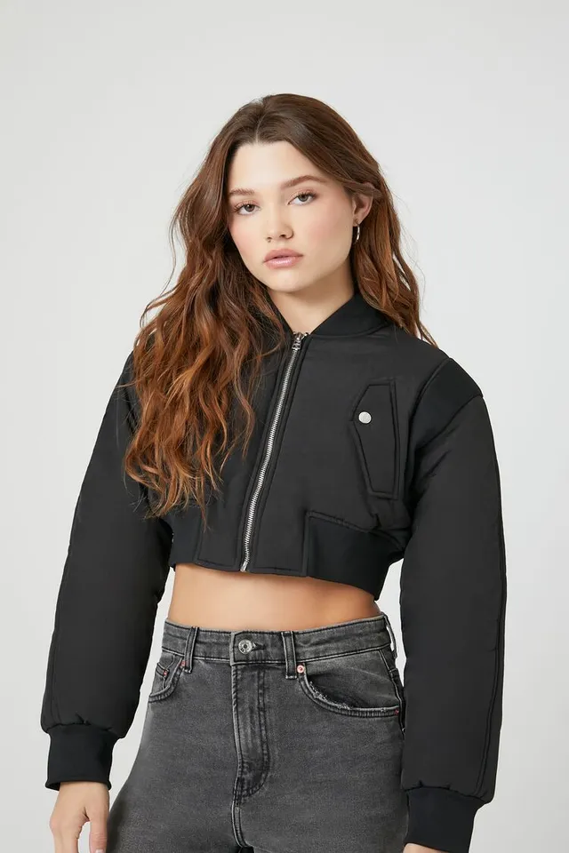 Forever 21 Women's Cropped Bomber Jacket | MainPlace Mall