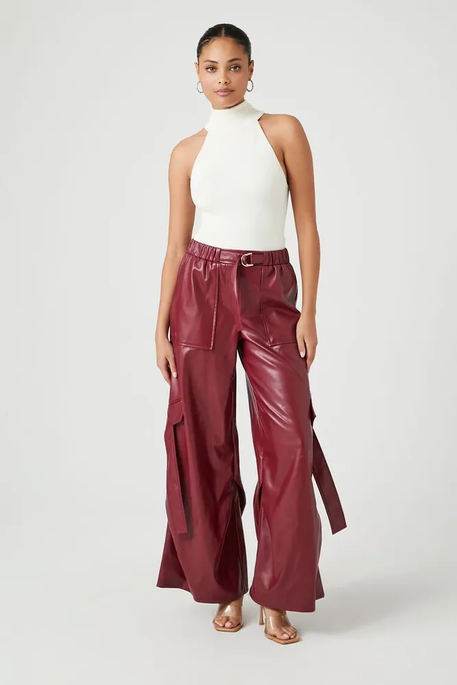 Red leather online pants forever 21