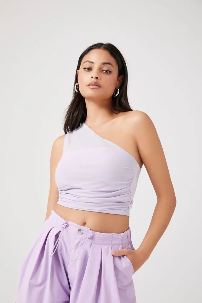 Forever 21 Women s Mesh Sweater Knit Crop Top Lavender
