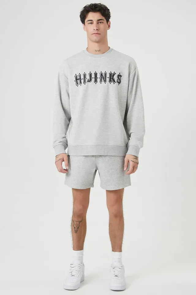 Mmnhg！！ Forever 21 Men Embroidered Hijinks Pullover Heather Grey