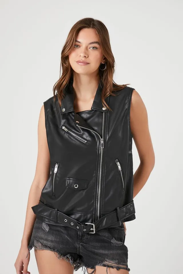 Leather vest womens forever 21 top