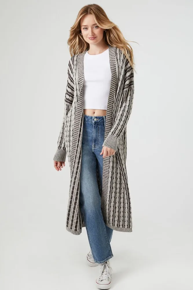 Forever 21 Women s Cable Knit Duster Cardigan Sweater in Goat