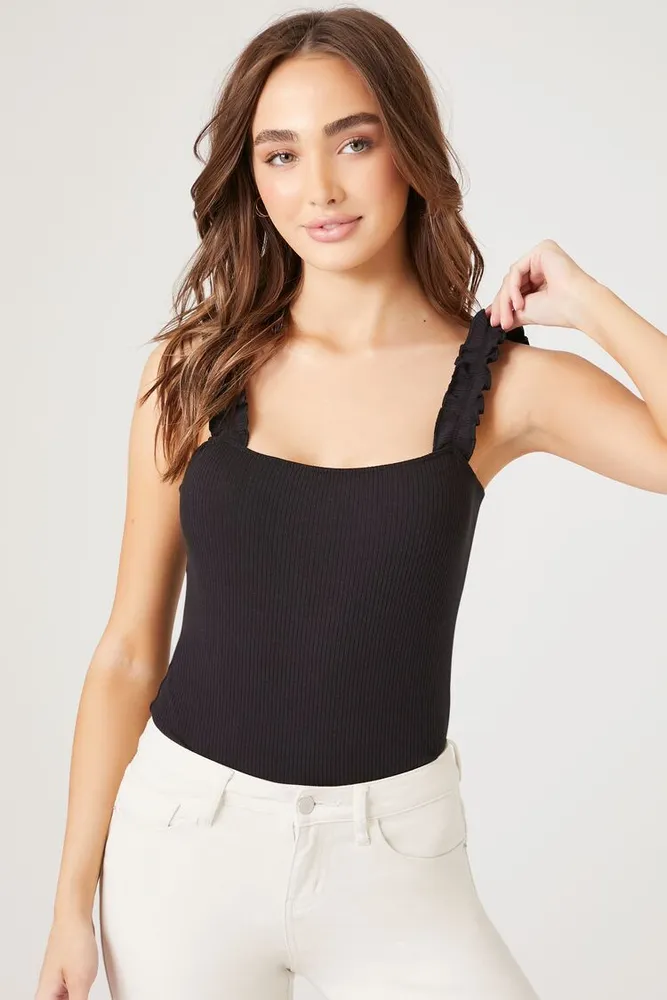 Ruffle strap bodysuit discount