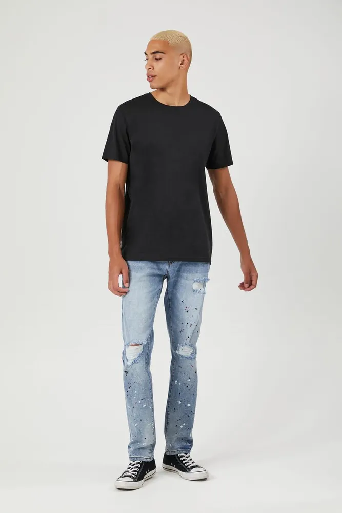 Mens distressed paint splatter jeans new arrivals