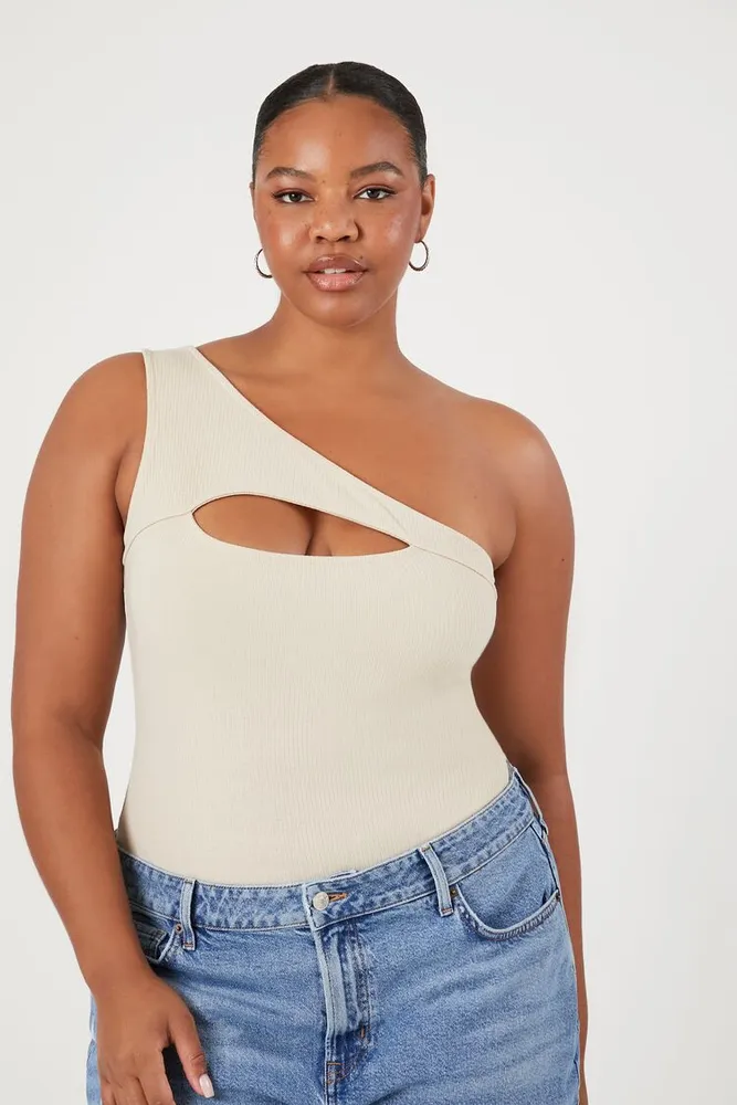 Forever 21 Women s Cutout One Shoulder Crop Top Nude