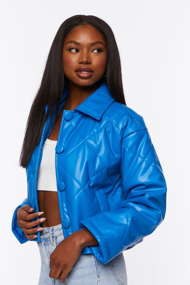Light blue leather jacket forever 21 shop
