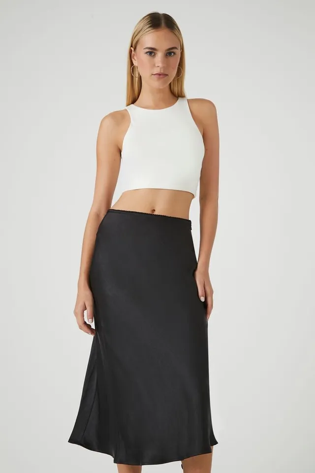 Satin midi skirt forever 21 store