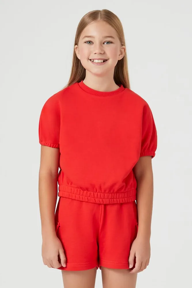 Forever 21 Girls Drawstring Cargo Shorts Kids in Red 9 10