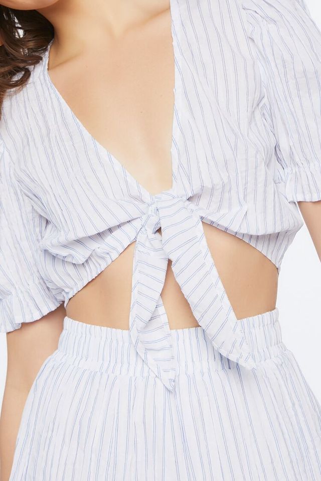 Striped tie front crop top forever 21 new arrivals