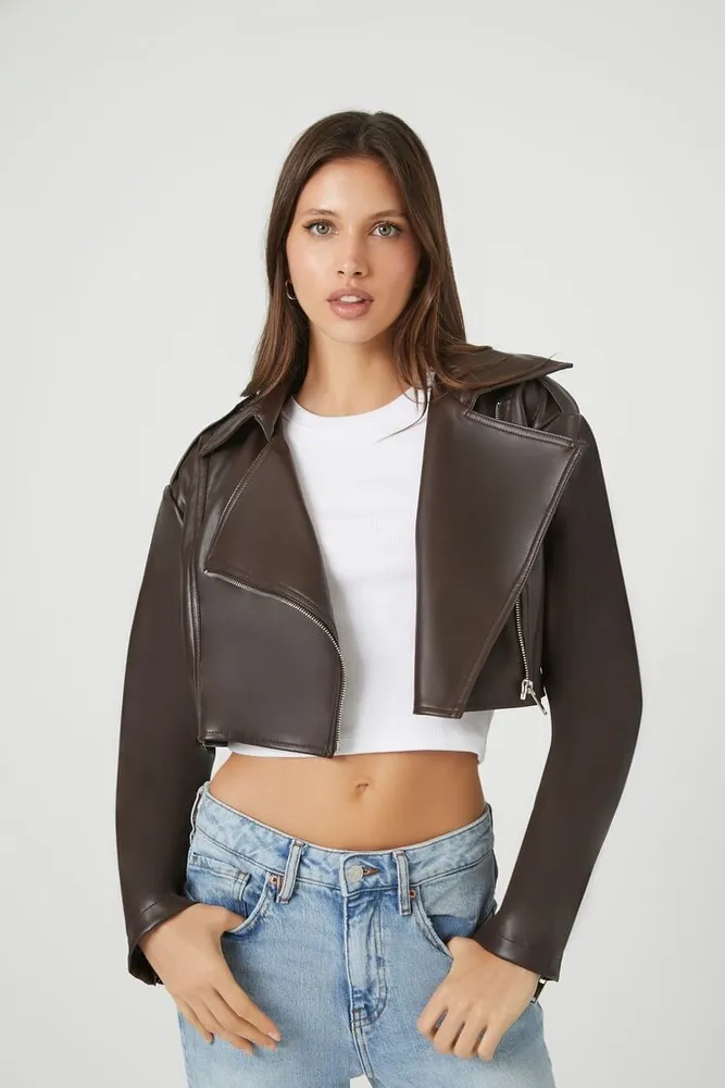 Forever 21 cropped leather jacket shop