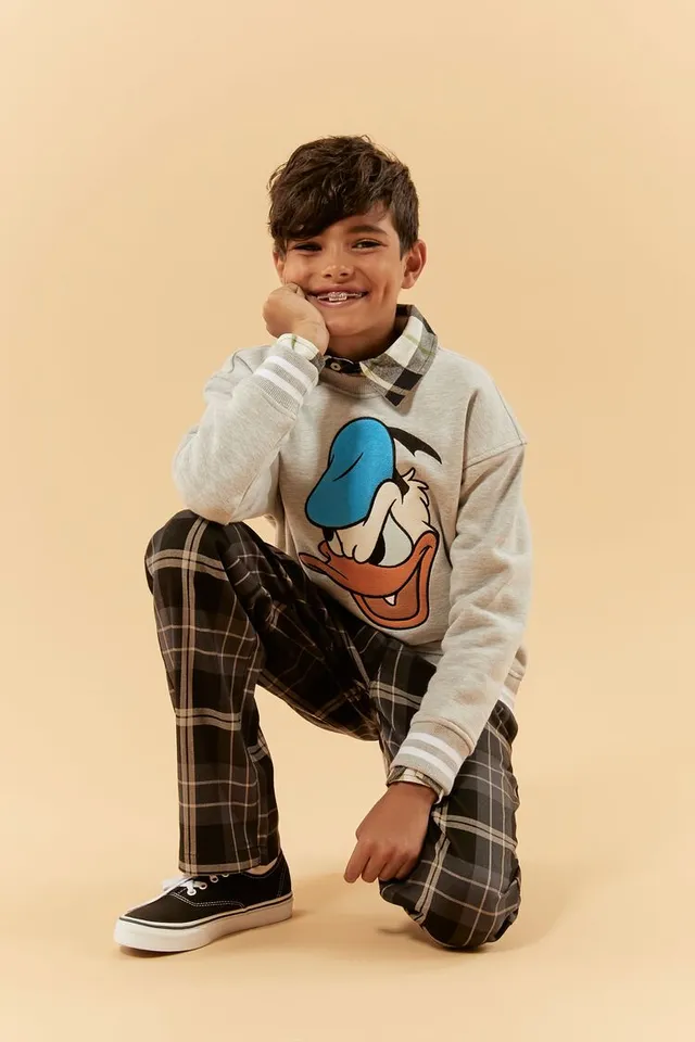 Forever 21 Kids Disney Donald Duck Pullover Girls Boys in Grey