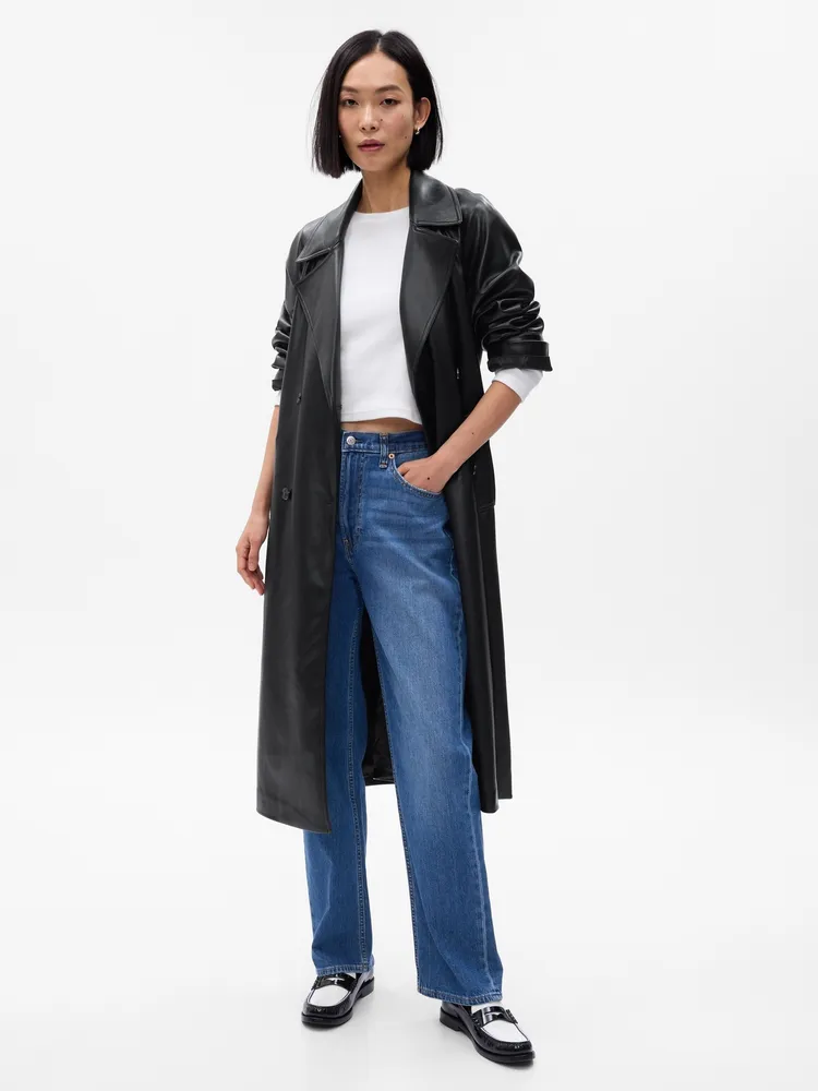 Vegan leather outlet trench