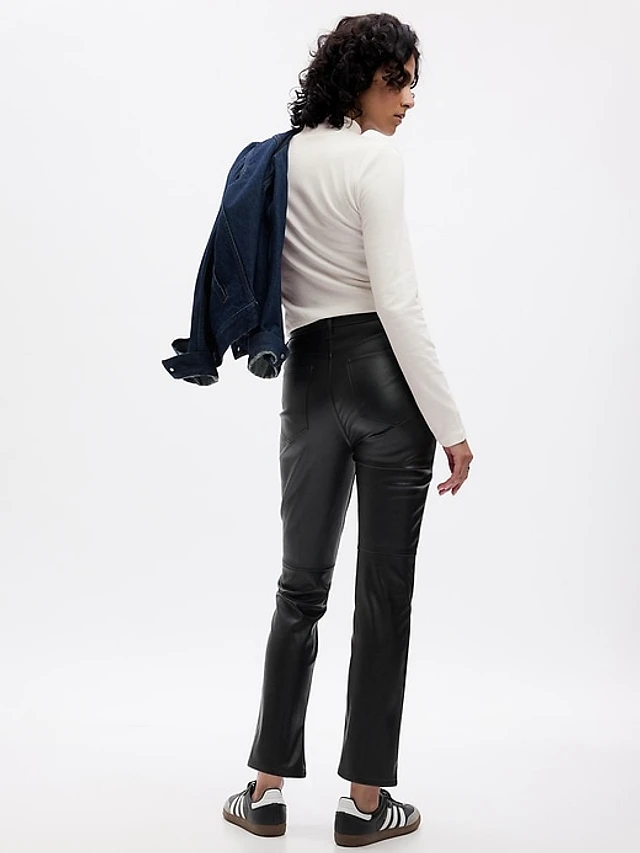 Hollister Ultra High-Rise Vegan Leather Flare Pants | Mall