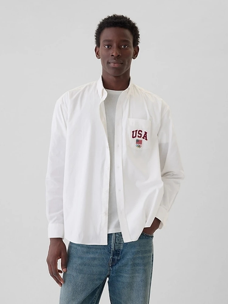 Oversized oxford shirt top