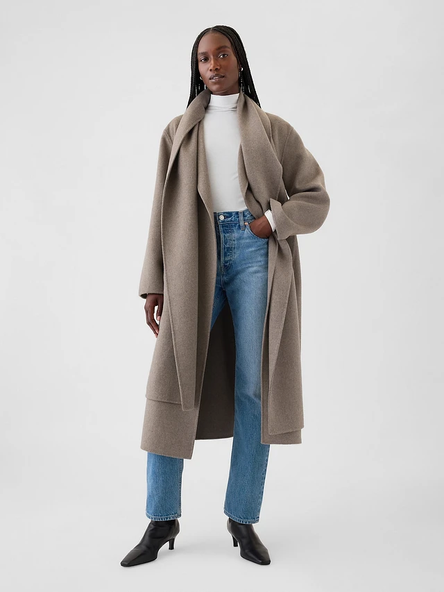 DOUBLE-FACED WOOL BELTED COAT ベルト付きダブルフェイスウール