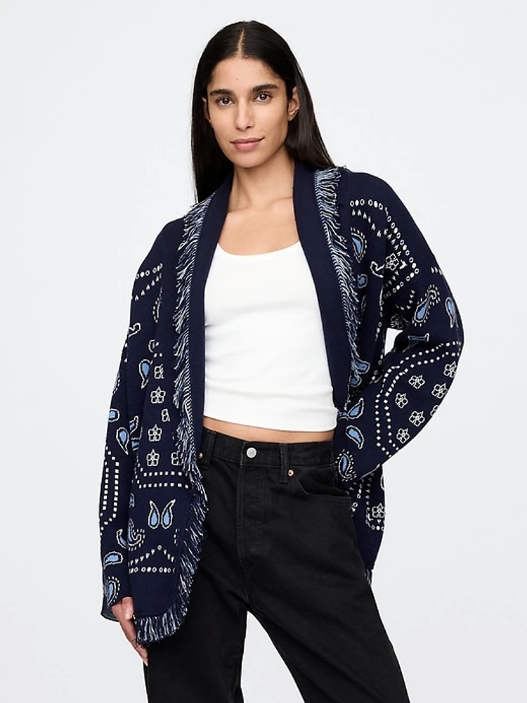 Gap Oversized Fringe Shawl Cardigan | MarketFair Shoppes