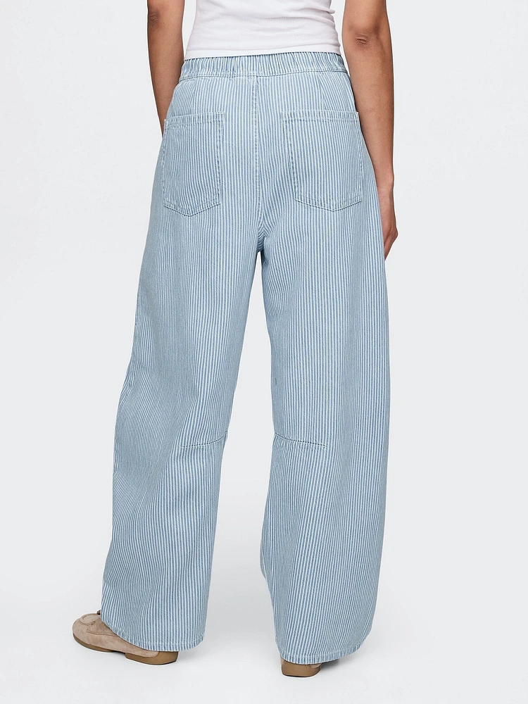 Gap Mid Rise UltraSoft Denim Stripe Easy Horseshoe Jeans at