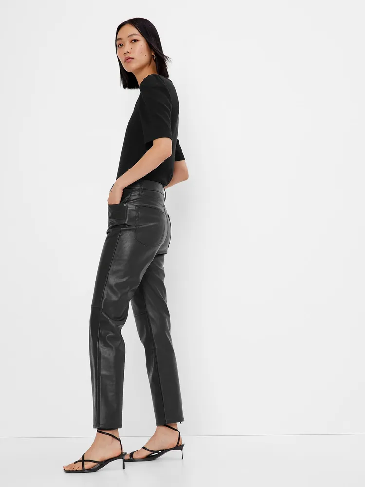 Gap Sky High Rise Faux-Leather Cheeky Straight Pants | Scarborough Town ...