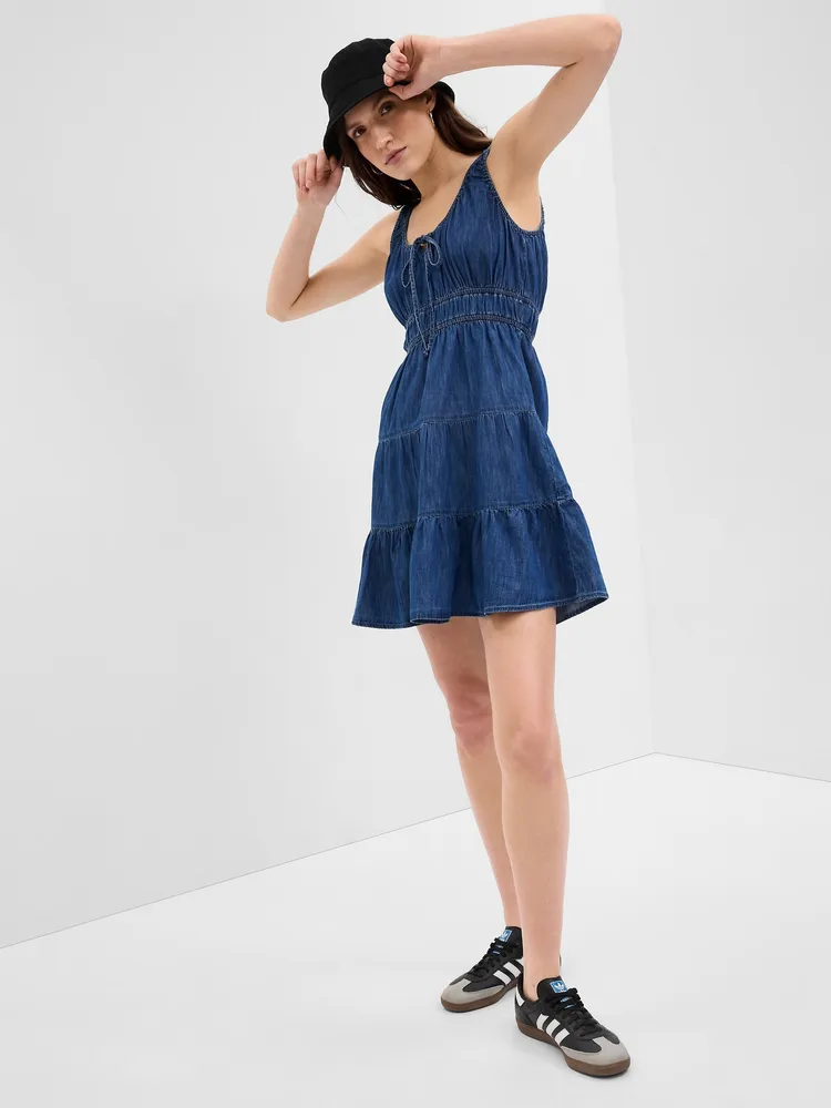 Denim tiered clearance dress