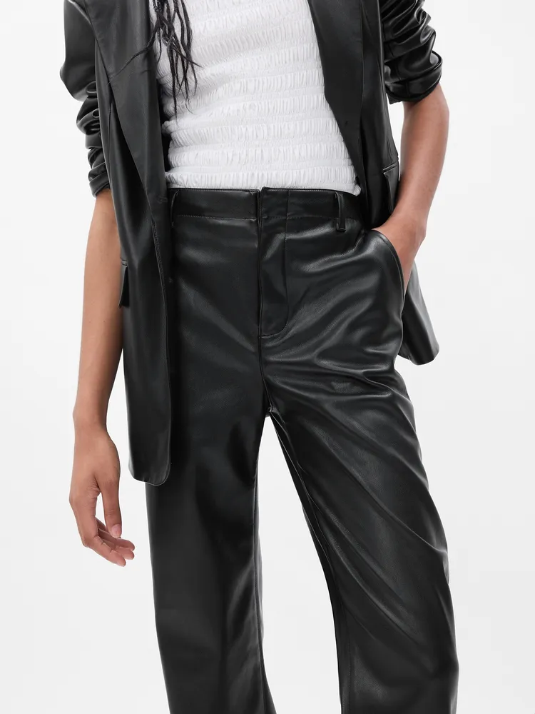 Leather loose hot sale pants