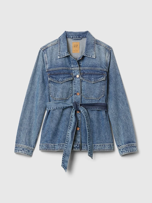 ジャケット・アウター New Classic Belted Denim Jacket Alexander Wang Leather Belted Jacket In Denim in Blue for