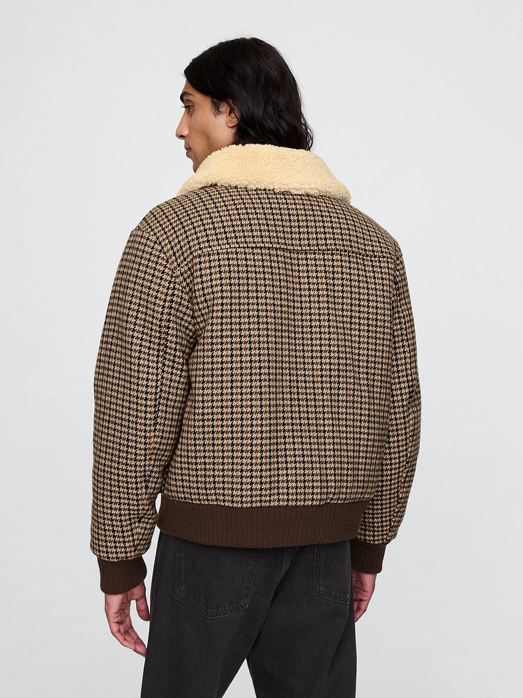 Gap Wool-Blend Houndstooth Bomber Jacket | Upper Canada Mall