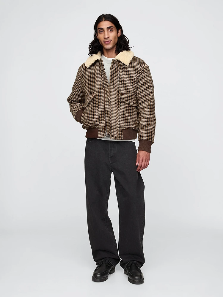 Gap Wool-Blend Houndstooth Bomber Jacket | Upper Canada Mall