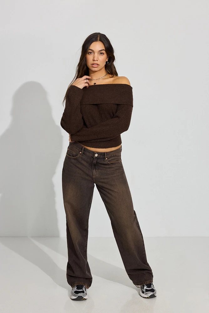 Loose shoulder sweater clearance