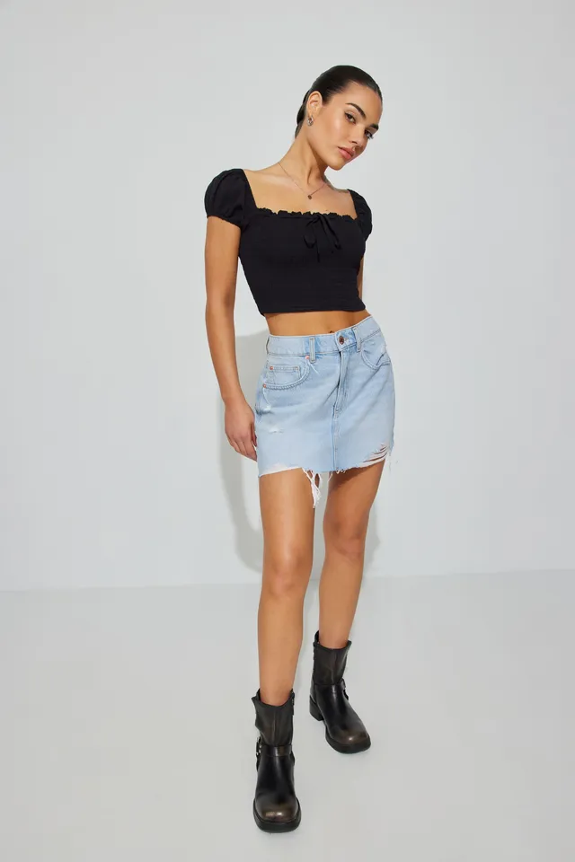 Garage High Rise Denim Skirt The Pen Centre
