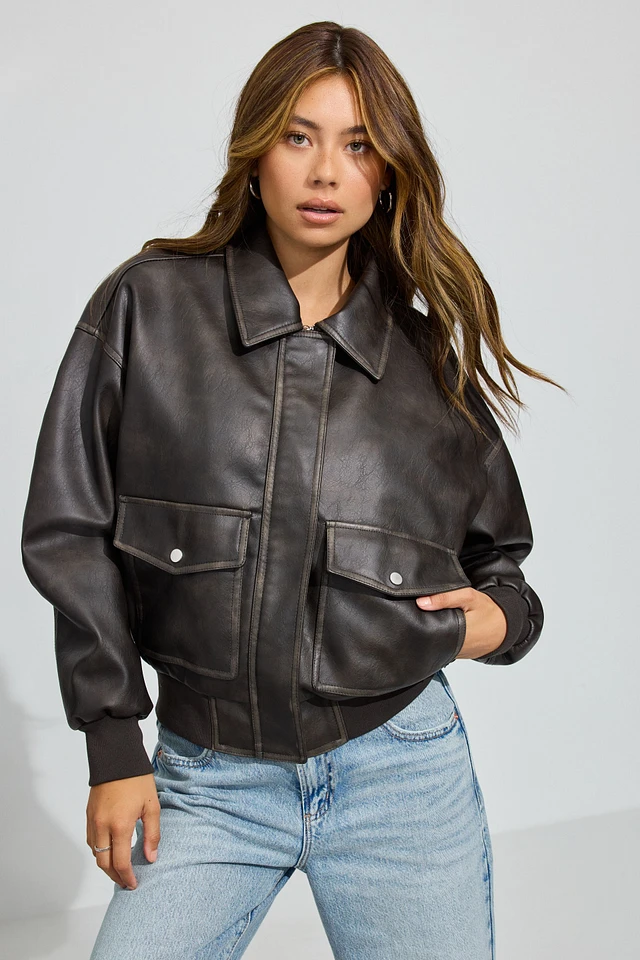 LAGUA GEM新品FAUX LEATHER VINTAGE JACKET