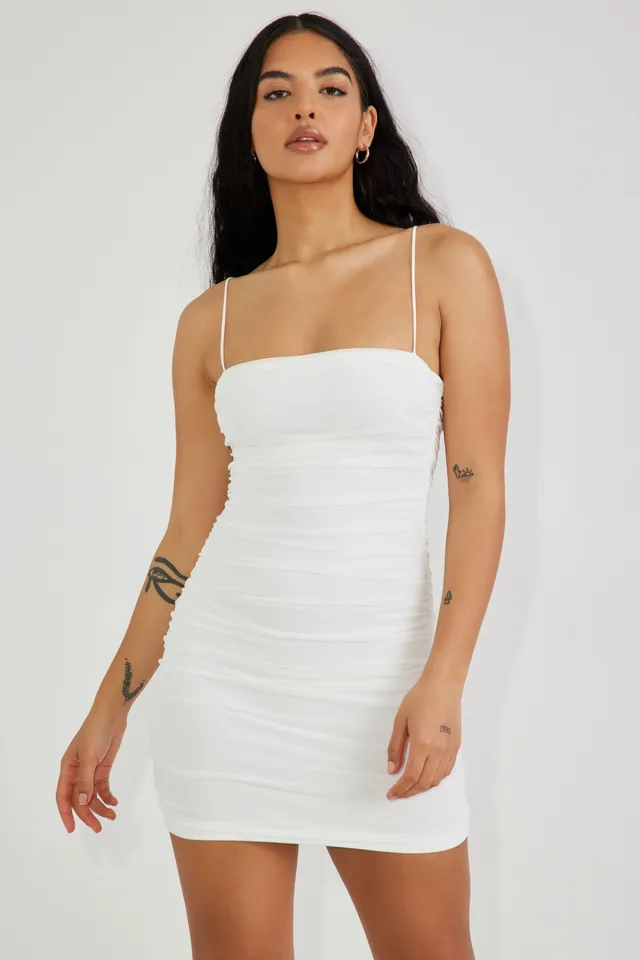 Desri white straight 2025 neck bodycon dress