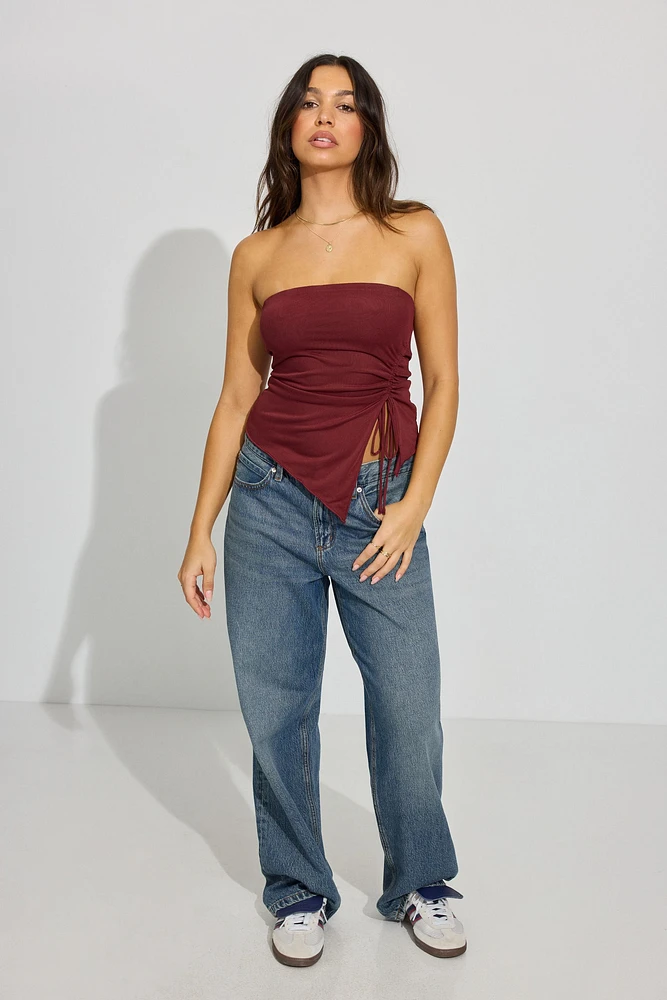 Garage Shirred Asymmetric Tube Top | Foxvalley Mall