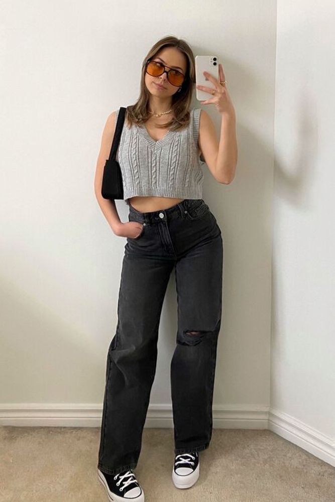 washed black wide leg jeans
