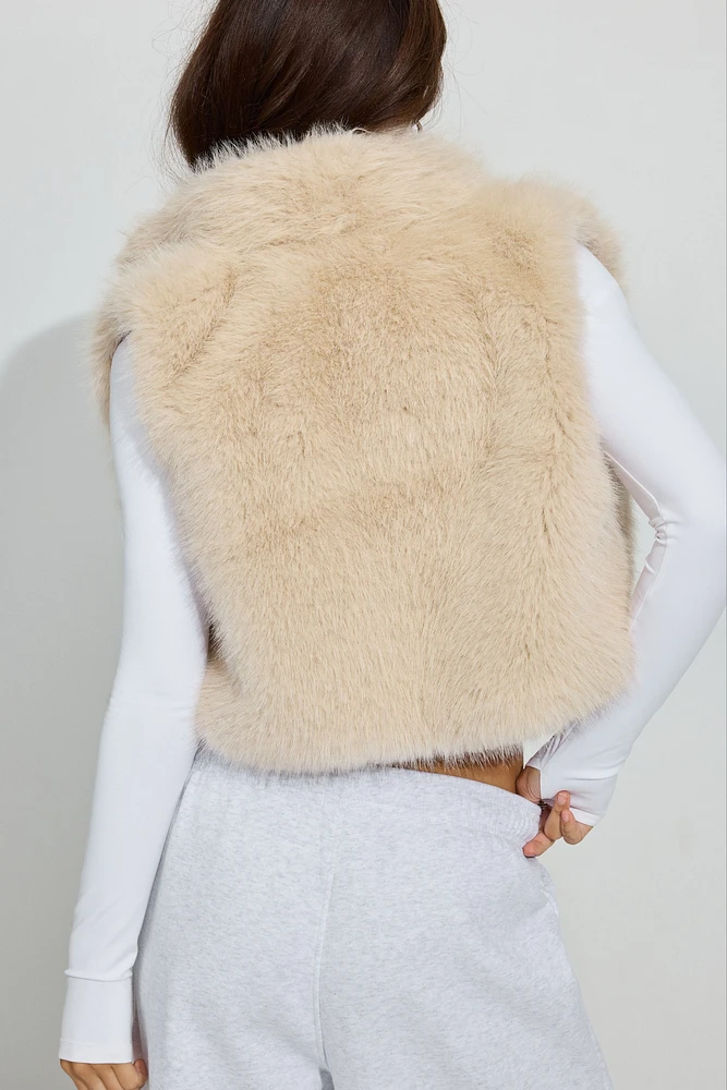 トップス ESMOK A line fur vest beige Sarah Mink Fur Vest