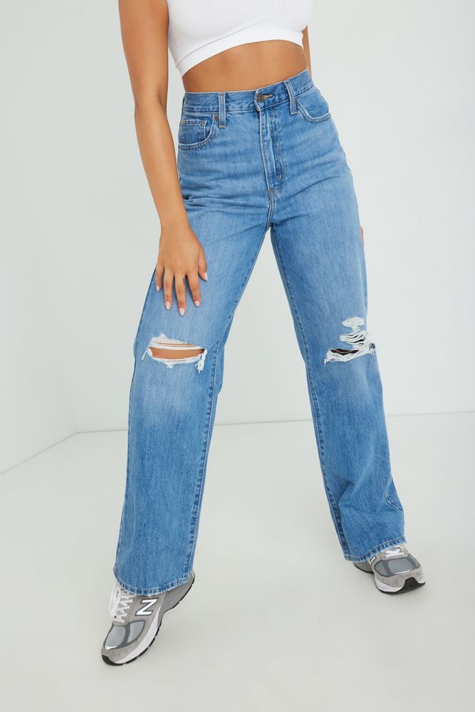 Levi's ripped high waisted jeans hot sale