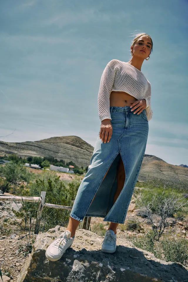 Garage shop denim skirt