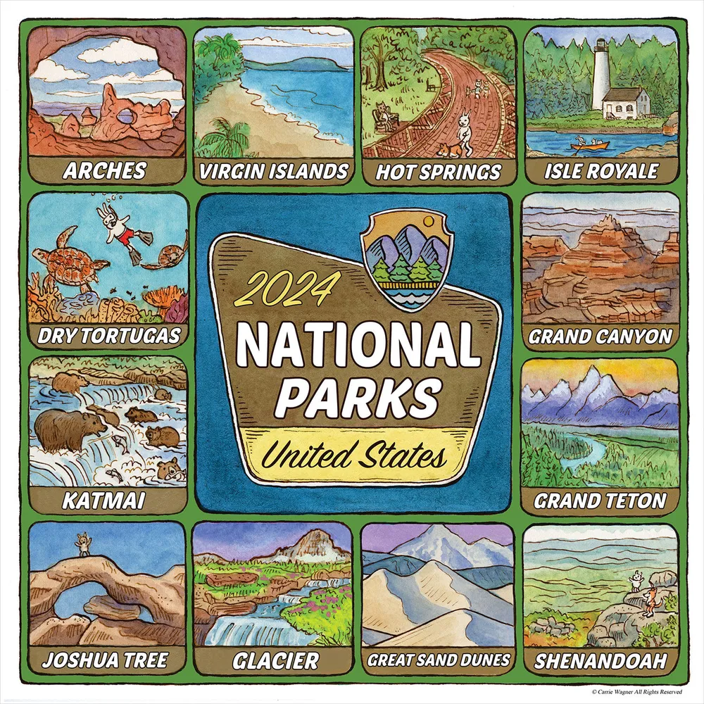 Hallmark National Parks Art 12 Month 2024 Wall Calendar Brazos Mall