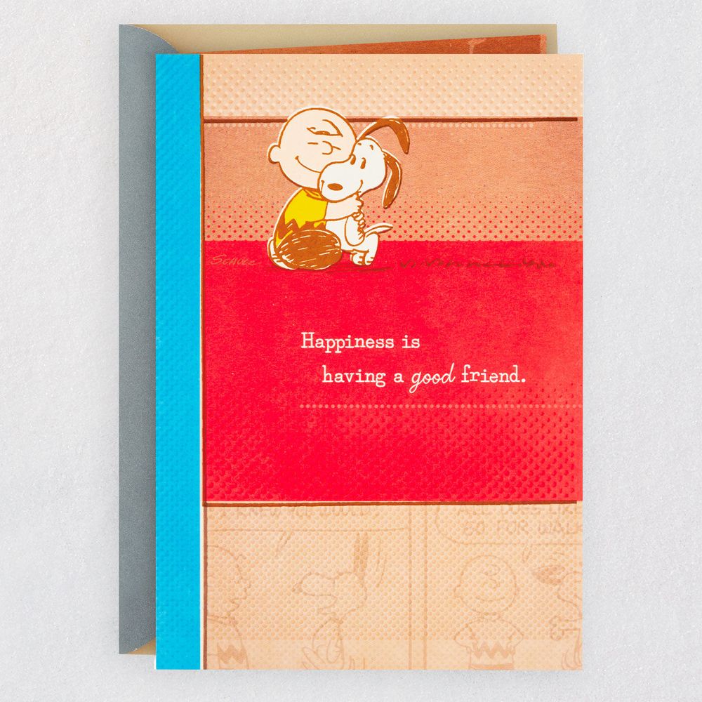 Hallmark Peanuts® Charlie Brown Hugging Snoopy Birthday Card for Friend Brazos Mall
