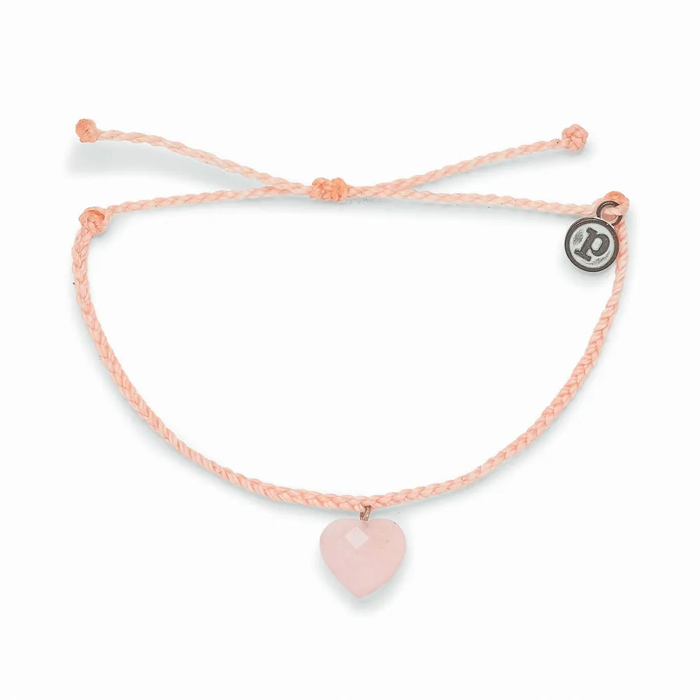 Hallmark Pura Vida Stone Heart Rose Quartz Charm Bracelet
