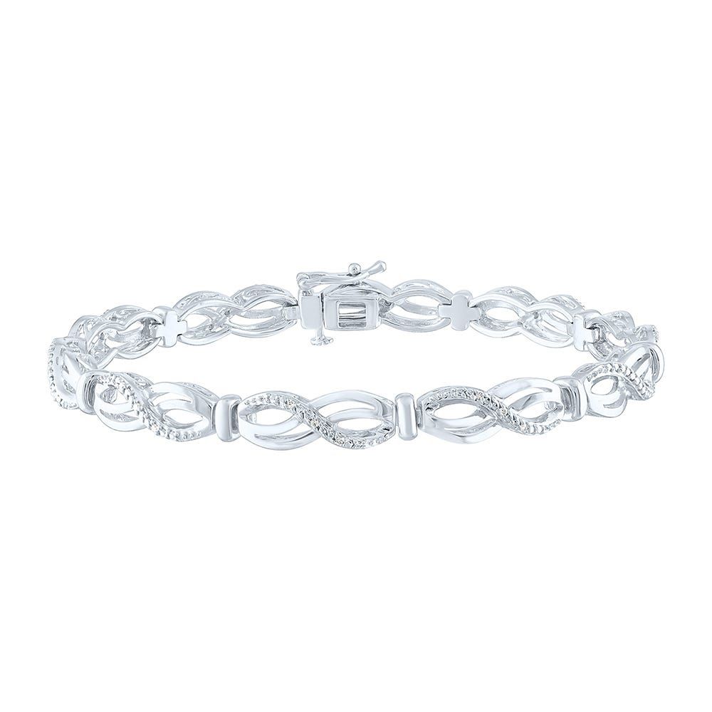 Helzberg Infinity Bracelet With Diamonds In Sterling Silver (1 10 Ct 