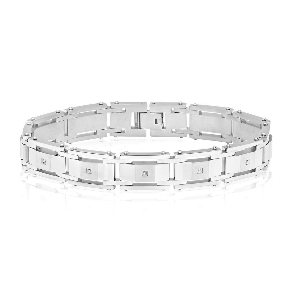 Helzberg Men's Diamond Bracelet in Stainless Steel Mall of America®