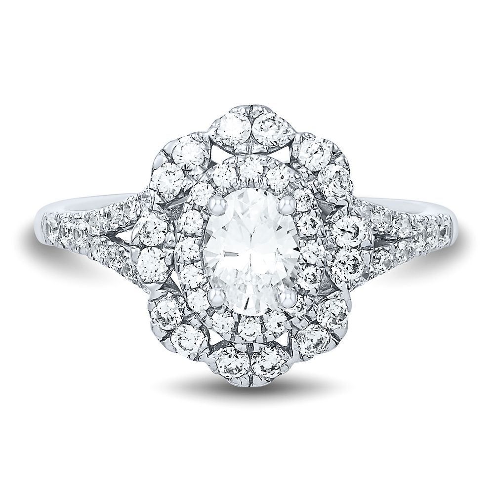 Helzberg 1 ct. tw. Diamond Halo Oval Engagement Ring 14K White Gold