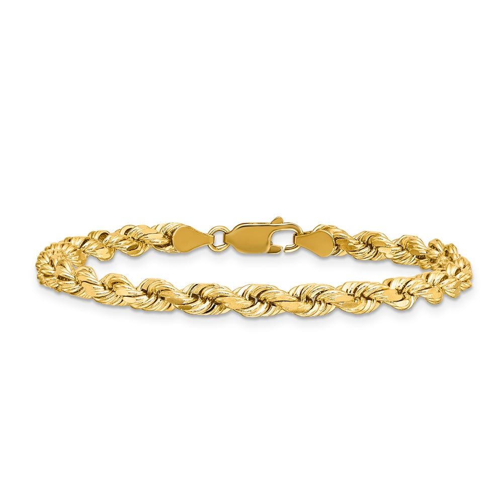 Helzberg Men's Diamond Cut Rope Bracelet in 14K Yellow Gold Mall of