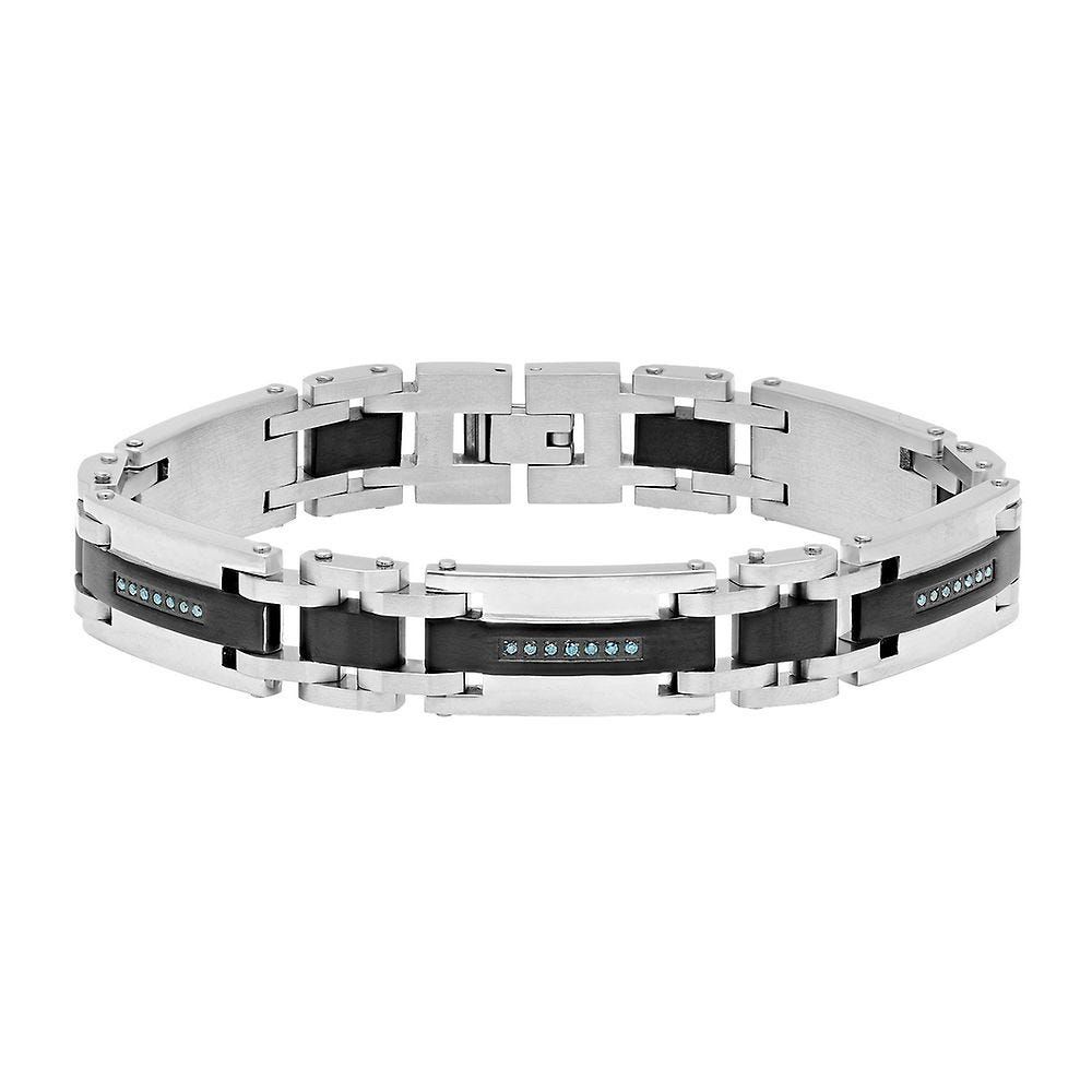 Helzberg Men s 1 ct. tw. Diamond Bracelet in Stainless Steel