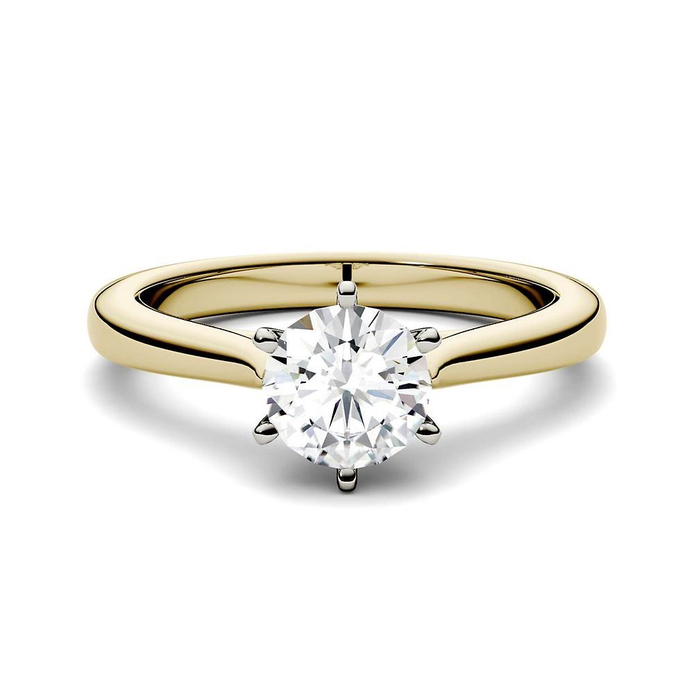 Helzberg 1 ct. tw. Moissanite Solitaire Ring 14K Yellow White