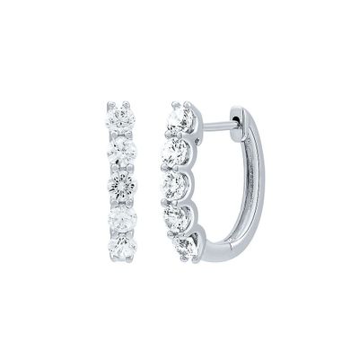 Helzberg Ct. tw. Lab Grown Diamond Hoop Earrings in 14K White Gold | Mall of AmericaÂ®