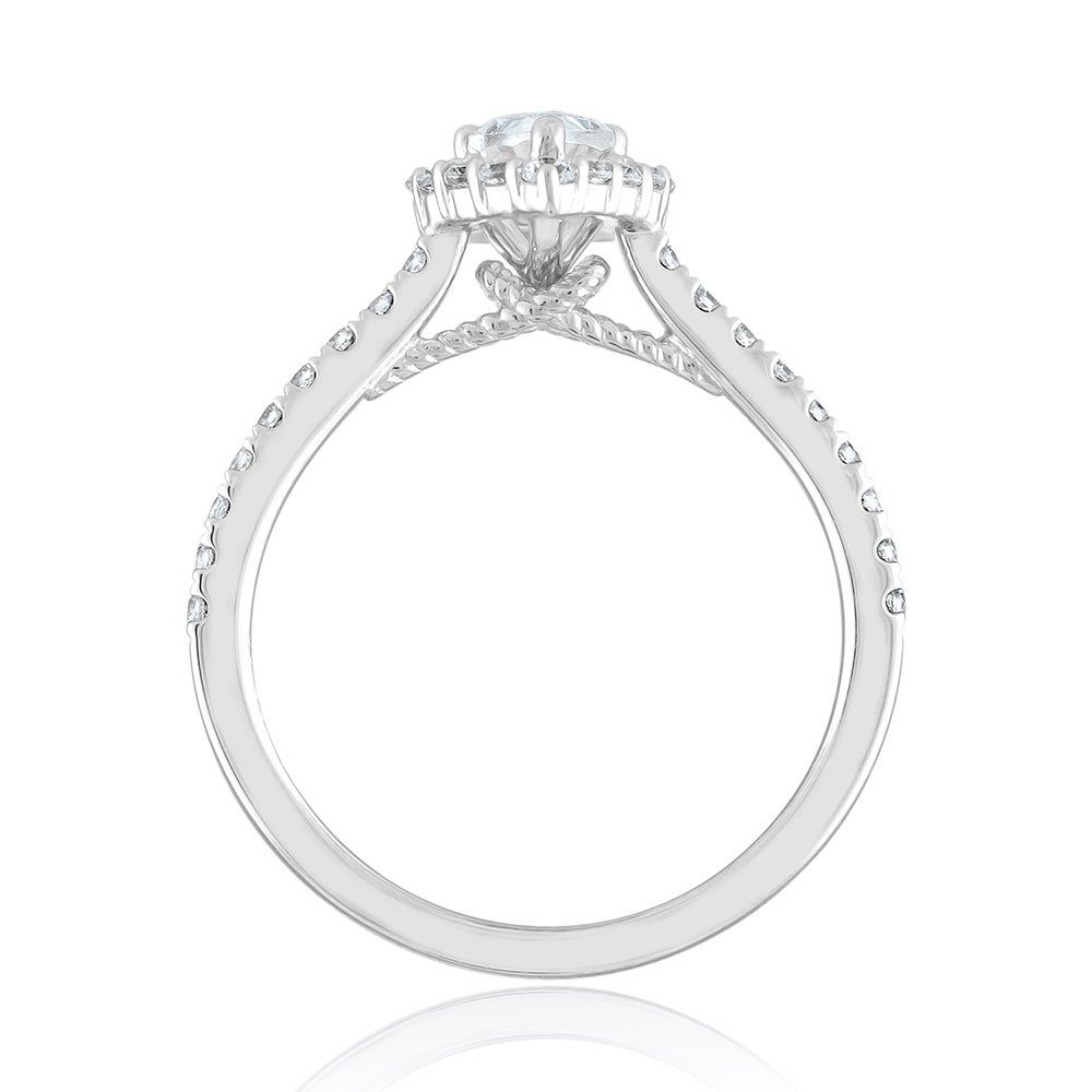 Helzberg PearShaped Diamond Engagement Ring with Halo 14K White Gold