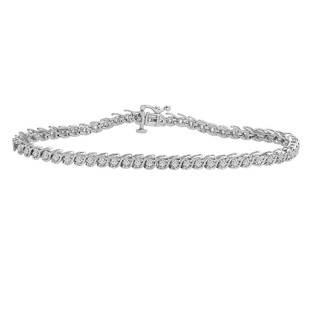 Helzberg S-Link Diamond Tennis Bracelet in Sterling Silver (1 ct. tw ...