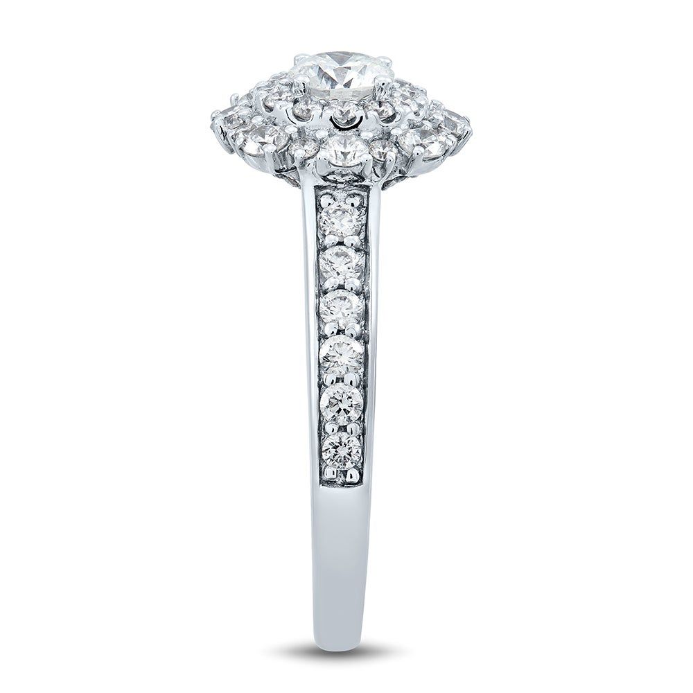 Helzberg Round Diamond Sunburst Halo Engagement Ring 14K White